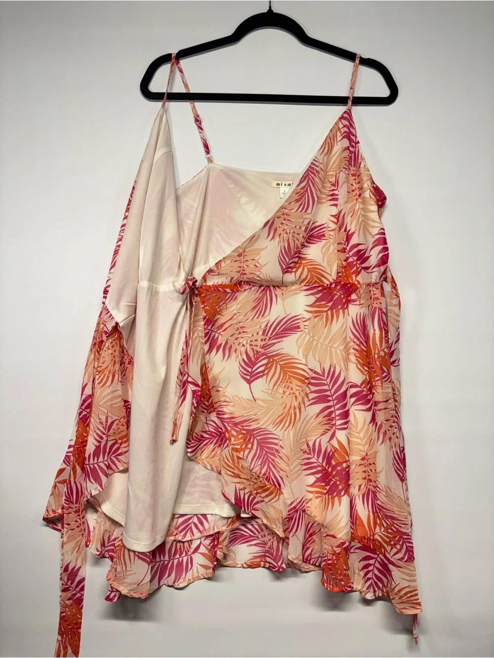 ✨Miami Palm Leaf Print Strappy Wrap Sundress Size L